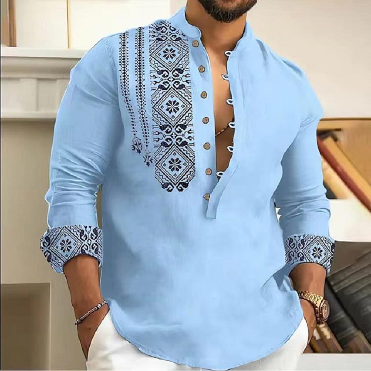🎉Hot Sale 50% OFF🎉Long-sleeved Stand Collar Casual Shirt for Men-6