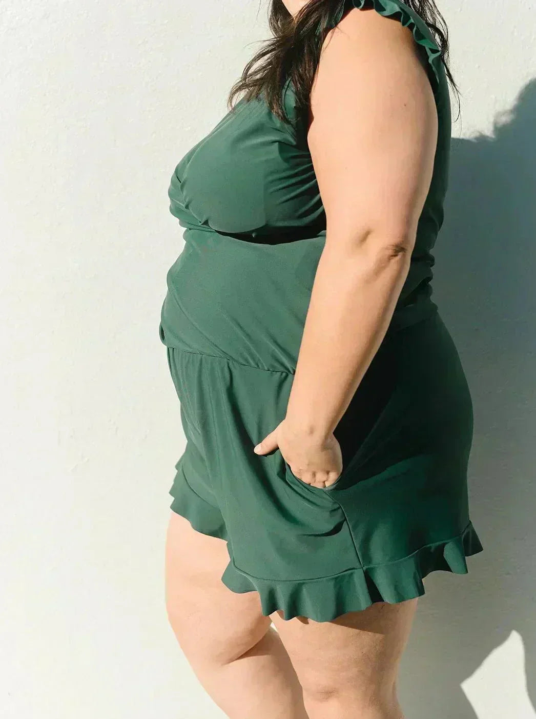 😍Swim Romper Built-in Bra & Shorts with Pockets👗-6
