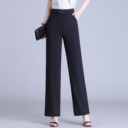 High-waisted Flesh-concealing Thin Icy Narrow Straight-leg Pants