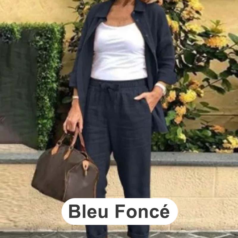 🍁Autumn New Releases🍁Women's cotton linen long sleeve blouse and pants set-16