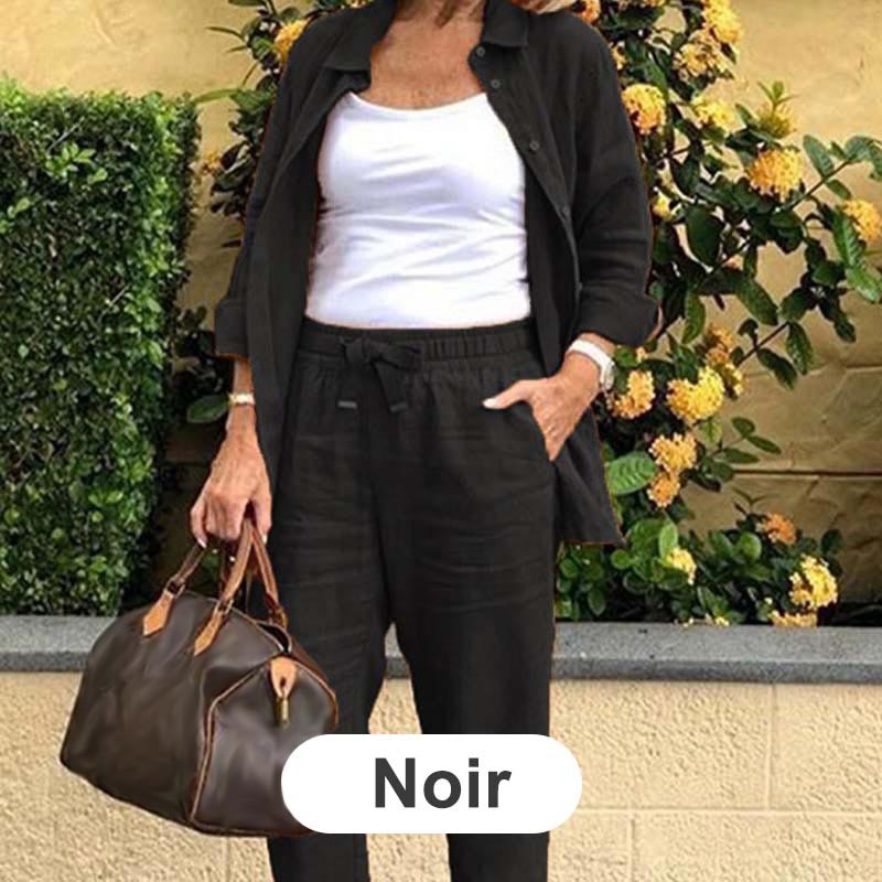🍁Autumn New Releases🍁Women's cotton linen long sleeve blouse and pants set-17
