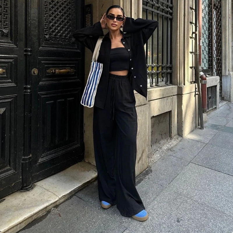 ⏳Limited Sale 50% OFF🌸Women's 2 Piece Outfits Button Down Shirt & Pants-6