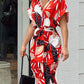 🔥SUMMER SALE 50% OFF💃Casual Lapel Neck Waist Print Shirt Dress-5