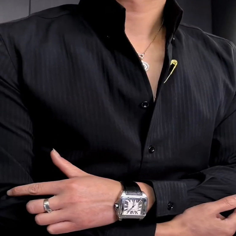 💕Men’s Sleek Striped Shirt-4