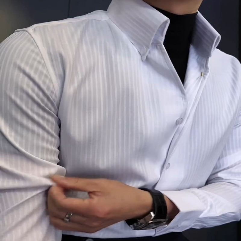 💕Men’s Sleek Striped Shirt-5
