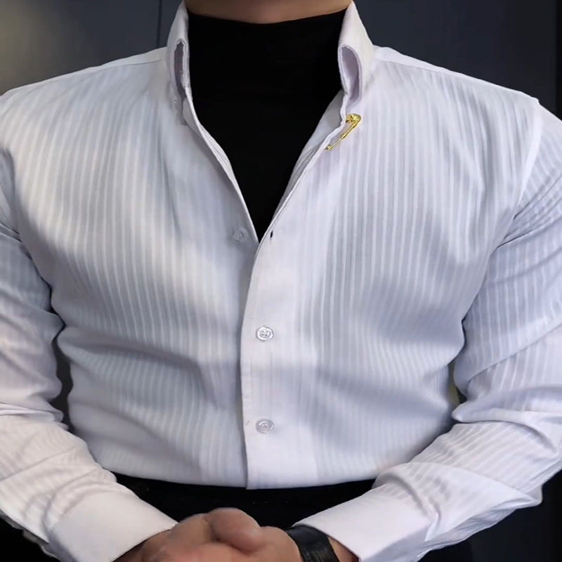 💕Men’s Sleek Striped Shirt-6