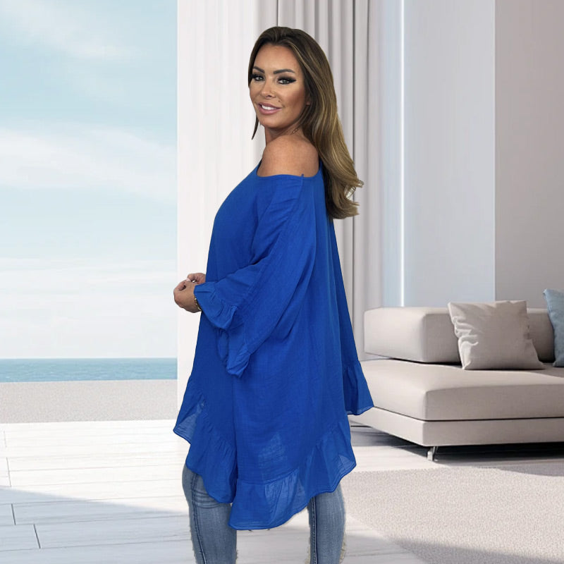 🌷Limited Time 52% OFF💞Loose Pleated Off Shoulder Blouses for Women-2