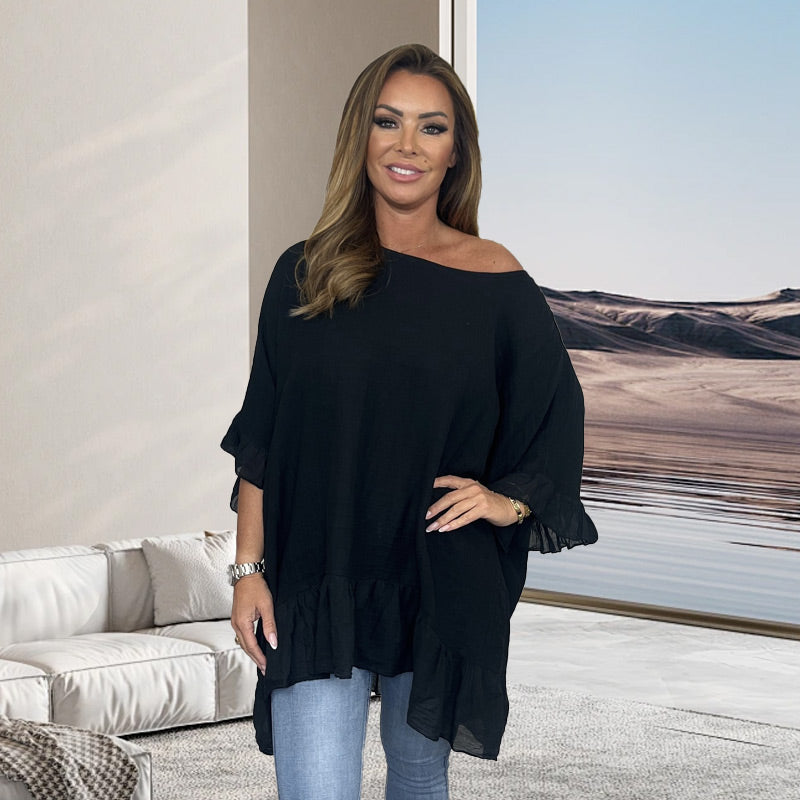 🌷Limited Time 52% OFF💞Loose Pleated Off Shoulder Blouses for Women-3