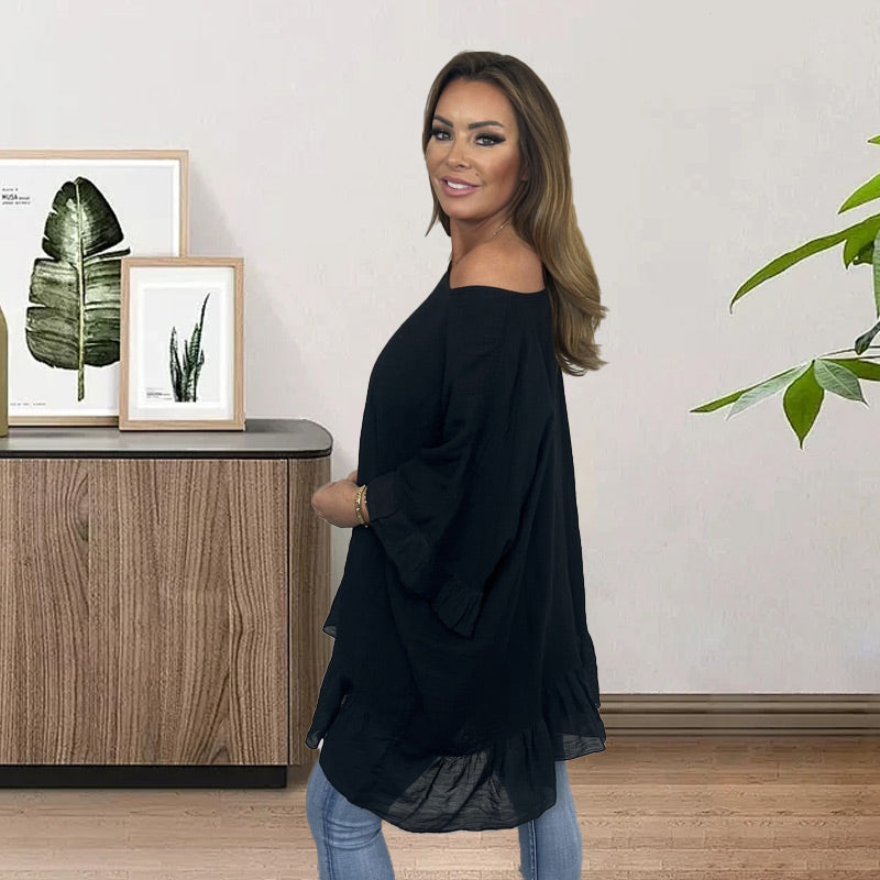 🌷Limited Time 52% OFF💞Loose Pleated Off Shoulder Blouses for Women-5