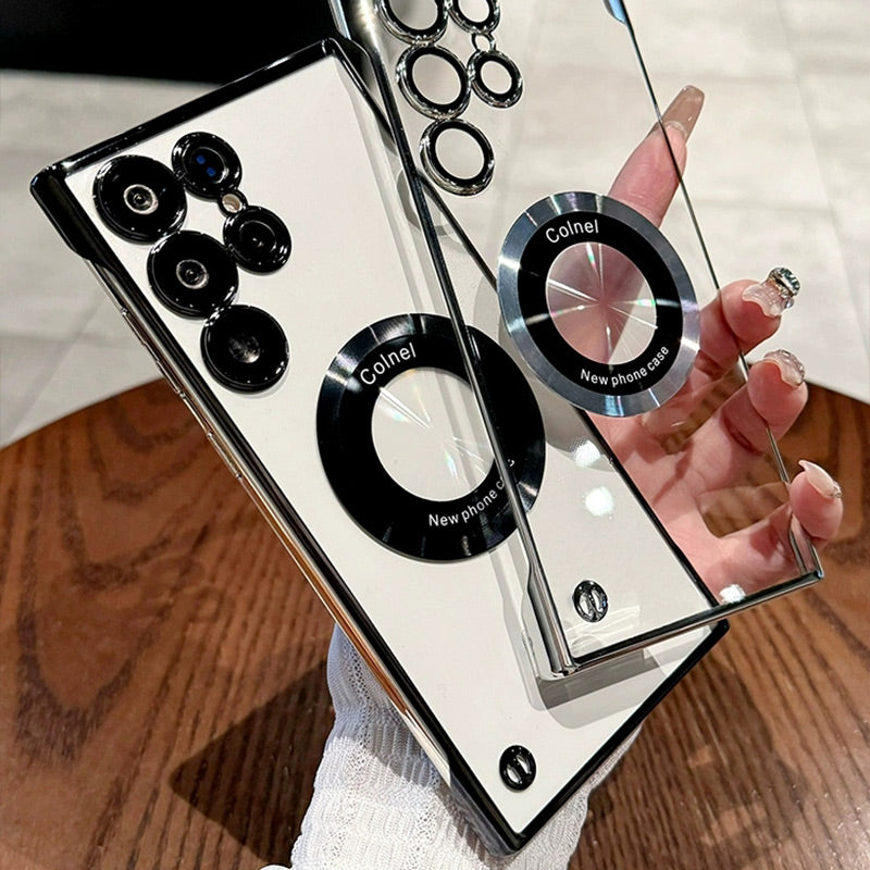 Ultra-Thin Transparent Phone Case with Magnetic Ring for Samsung-1