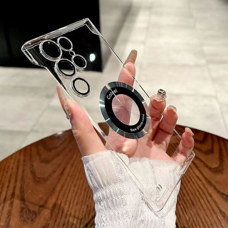 Ultra-Thin Transparent Phone Case with Magnetic Ring for Samsung-6