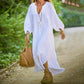 🔥2024 HOT SALE🔥🌸Women’s Minimalist Cotton Linen V-neck Long Dress-3