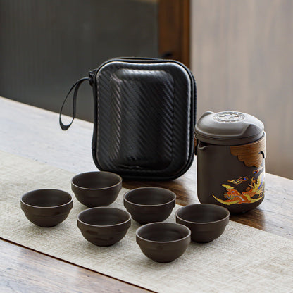 Classic Colour Changing Purple Clay Pot Ceramic Tea Cup Set with Strainer - Made with Traditional Craftsmanship