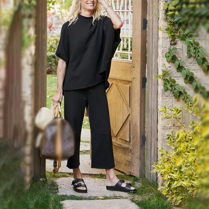 ⏳Limited Sale 50% OFF🌸Women's 3/4 Sleeve Capelet Wide-Leg Pants Set-2