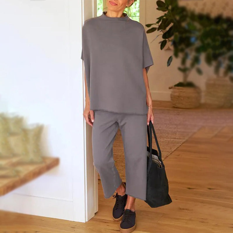 ⏳Limited Sale 50% OFF🌸Women's 3/4 Sleeve Capelet Wide-Leg Pants Set-4