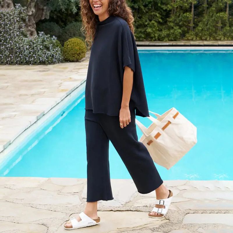 ⏳Limited Sale 50% OFF🌸Women's 3/4 Sleeve Capelet Wide-Leg Pants Set-8