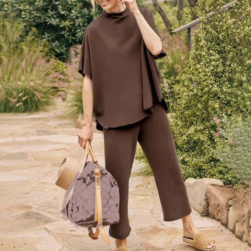 ⏳Limited Sale 50% OFF🌸Women's 3/4 Sleeve Capelet Wide-Leg Pants Set-6