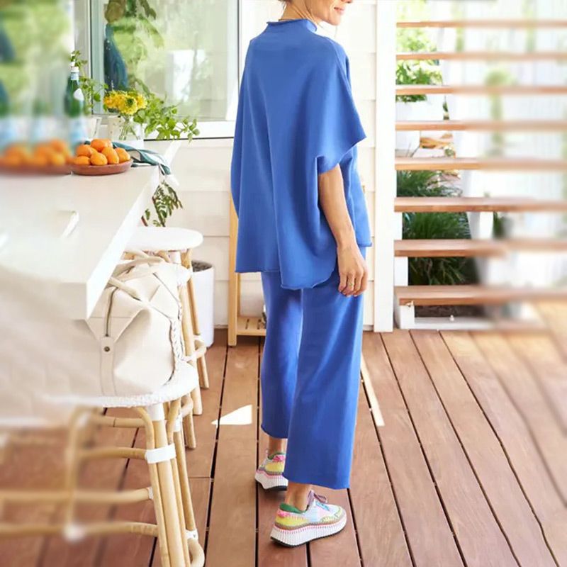 ⏳Limited Sale 50% OFF🌸Women's 3/4 Sleeve Capelet Wide-Leg Pants Set-10