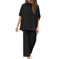 ⏳Limited Sale 50% OFF🌸Women's 3/4 Sleeve Capelet Wide-Leg Pants Set-12