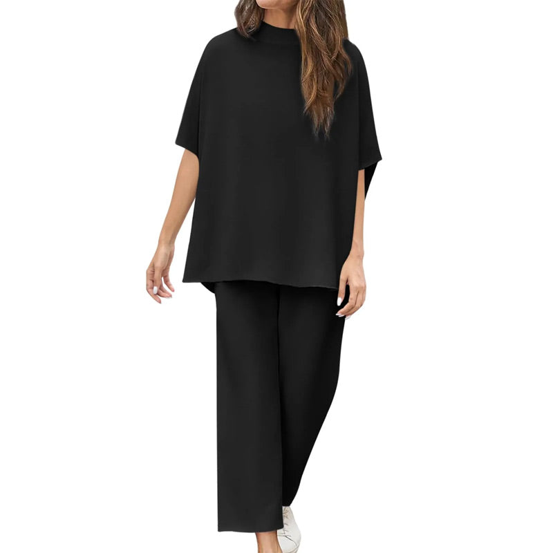 ⏳Limited Sale 50% OFF🌸Women's 3/4 Sleeve Capelet Wide-Leg Pants Set-12