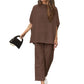 ⏳Limited Sale 50% OFF🌸Women's 3/4 Sleeve Capelet Wide-Leg Pants Set-14