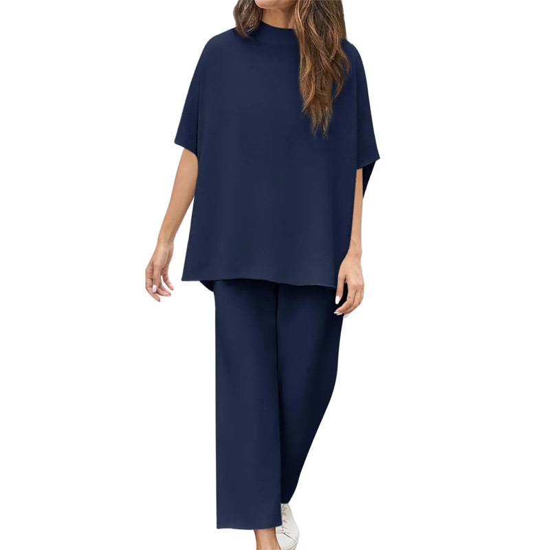 ⏳Limited Sale 50% OFF🌸Women's 3/4 Sleeve Capelet Wide-Leg Pants Set-13