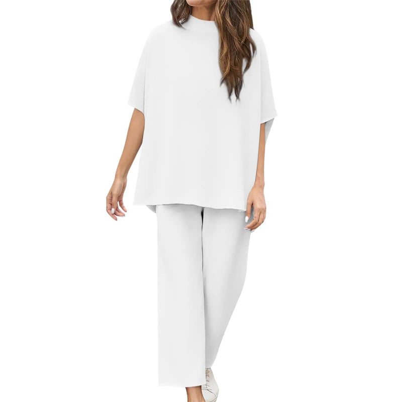 ⏳Limited Sale 50% OFF🌸Women's 3/4 Sleeve Capelet Wide-Leg Pants Set-11