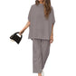 ⏳Limited Sale 50% OFF🌸Women's 3/4 Sleeve Capelet Wide-Leg Pants Set-16