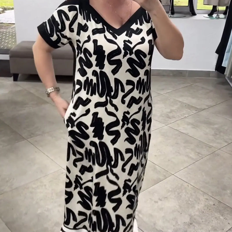 🌷Limited Time 52% OFF💞Shoulder V-Neck Fashionable Breathable Dress-5