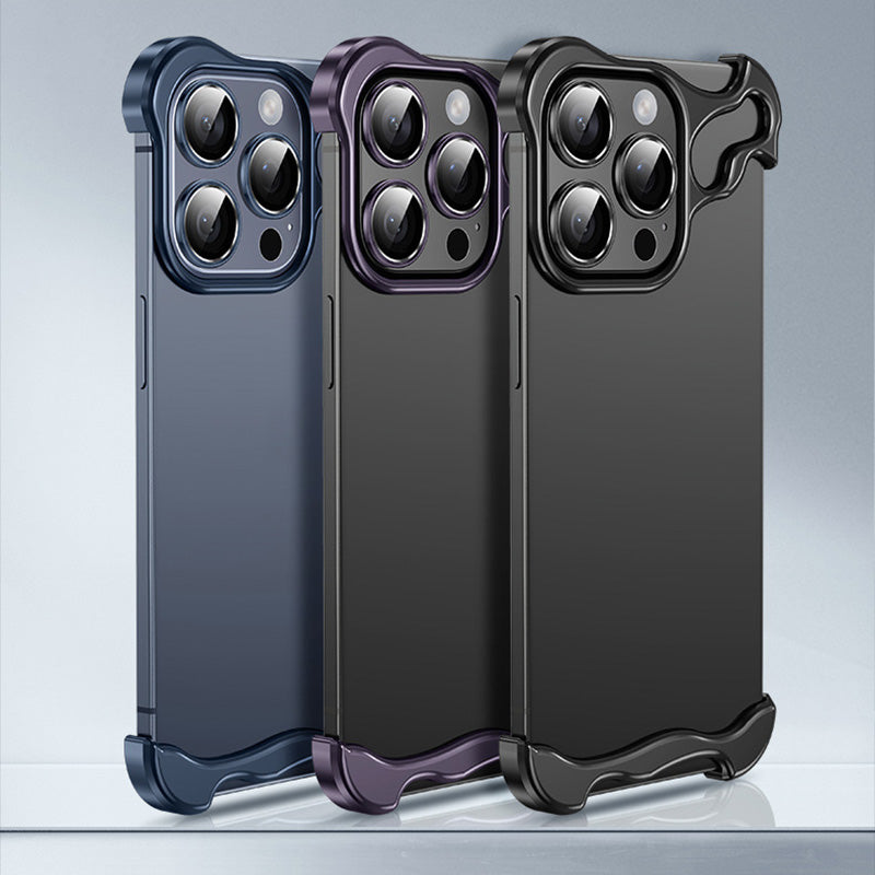 Special-Shaped Metal Corner Pad Anti-Fall Phone Case for iPhone (Free lens film)-2