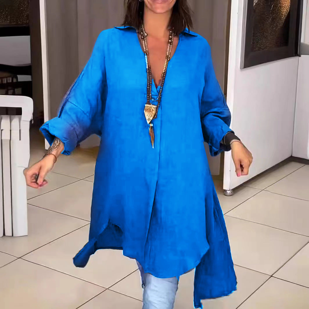 🌷Limited Time 50% OFF💞Summer Cotton Linen V-Neck Casual Shirt-2