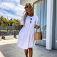 🌷Limited Time 57% OFF💞💕 Classy & Comfortable: Women’s Trendy Solid Color Bow Tie Front Puff Sleeve Dress-5