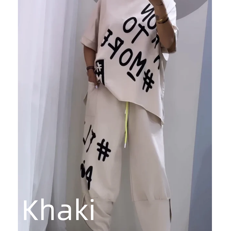 ✨New Arrival✨Women’s Casual Loose Fit Two-Piece T-Shirt & Pants Set-8