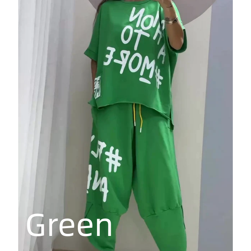 ✨New Arrival✨Women’s Casual Loose Fit Two-Piece T-Shirt & Pants Set-10