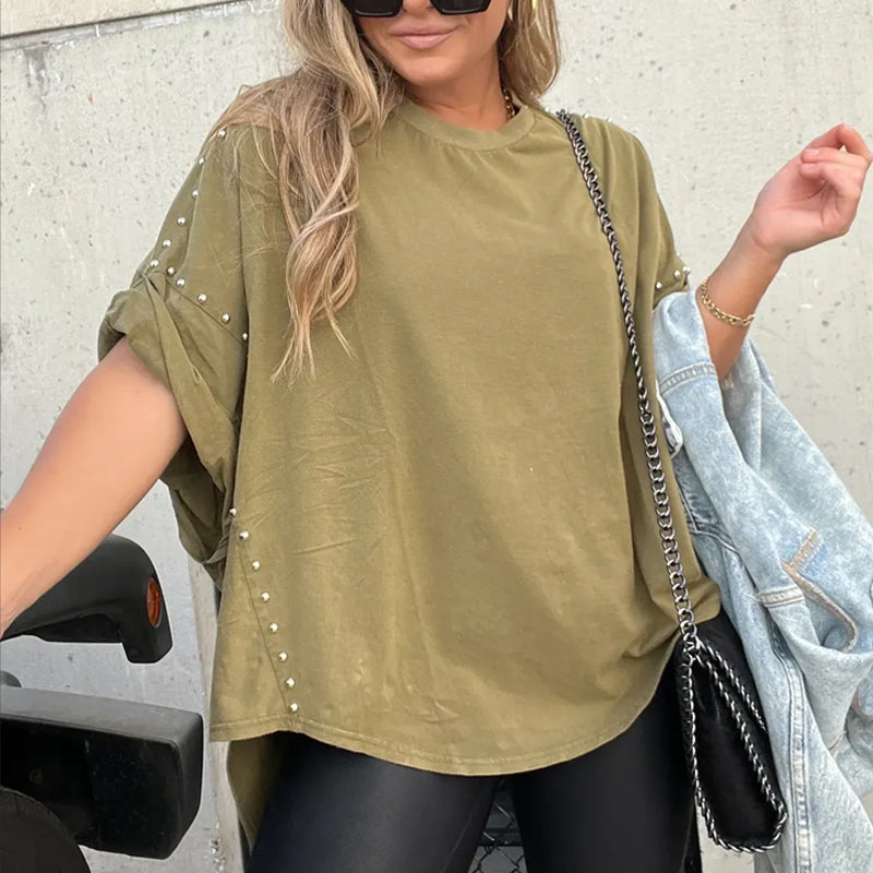 🔥HOT SALE🔥--Three-Quarter Sleeve T-Shirt, Decorated with Rivets-3