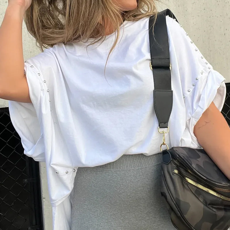 🔥HOT SALE🔥--Three-Quarter Sleeve T-Shirt, Decorated with Rivets-2
