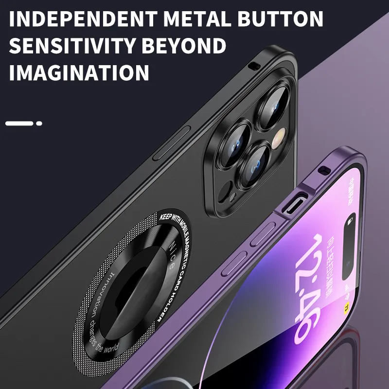 Magnetic Attraction Spring Buckle Metal Frame Case Cover For iPhone-6