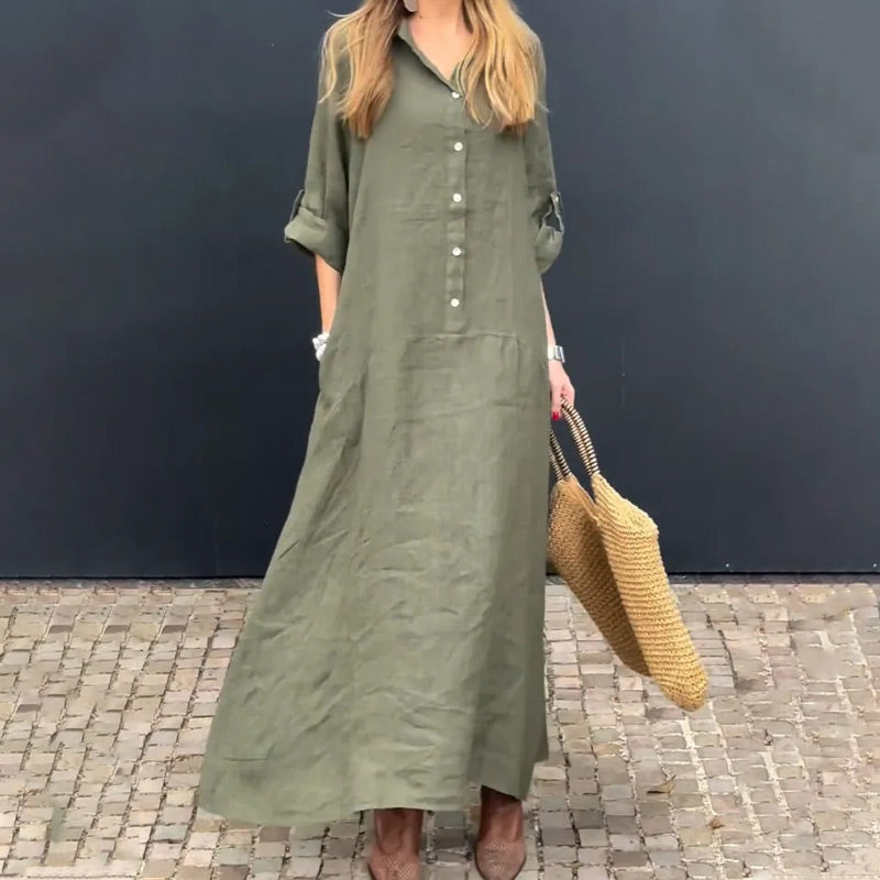 🔥52% OFF💕🦋Summery maxi dress made from a cotton-linen blend👚-4