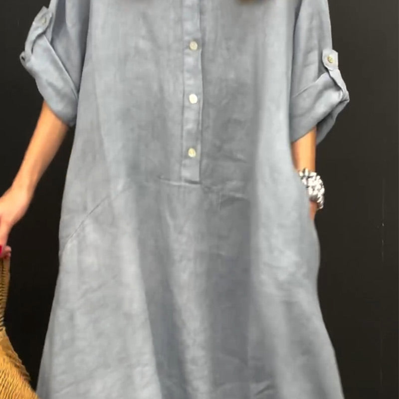 🔥52% OFF💕🦋Summery maxi dress made from a cotton-linen blend👚-3