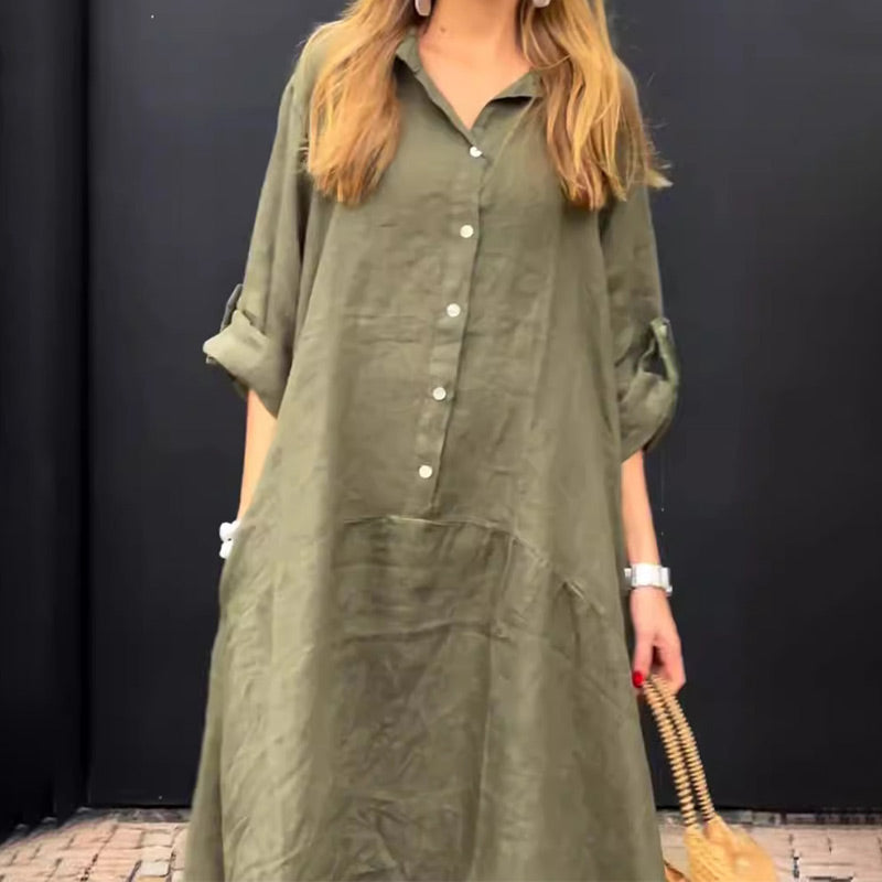 🔥52% OFF💕🦋Summery maxi dress made from a cotton-linen blend👚-1