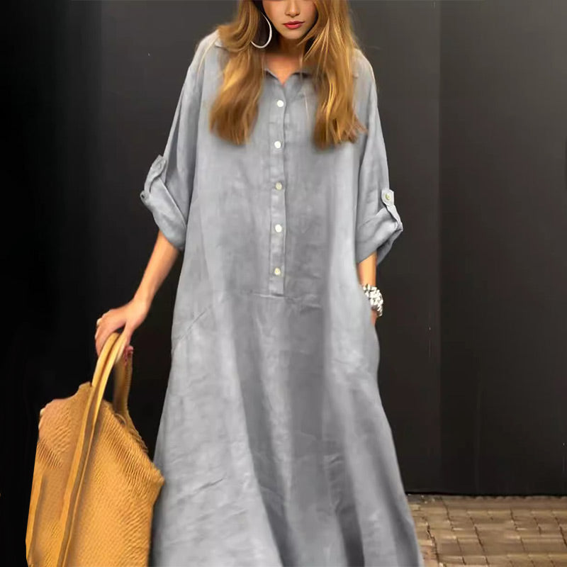 🔥52% OFF💕🦋Summery maxi dress made from a cotton-linen blend👚-6