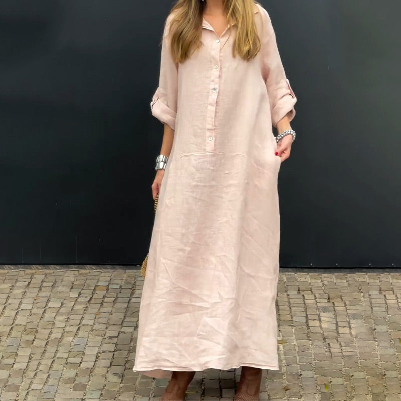 🔥52% OFF💕🦋Summery maxi dress made from a cotton-linen blend👚-5