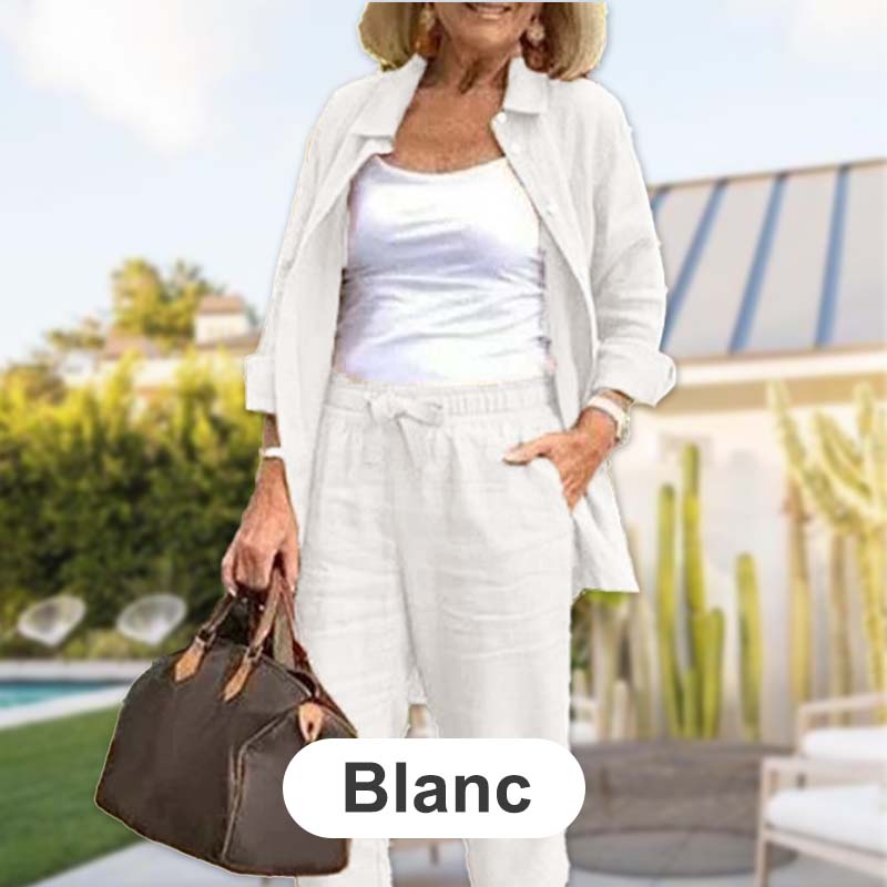 🍁Autumn New Releases🍁Women's cotton linen long sleeve blouse and pants set-8