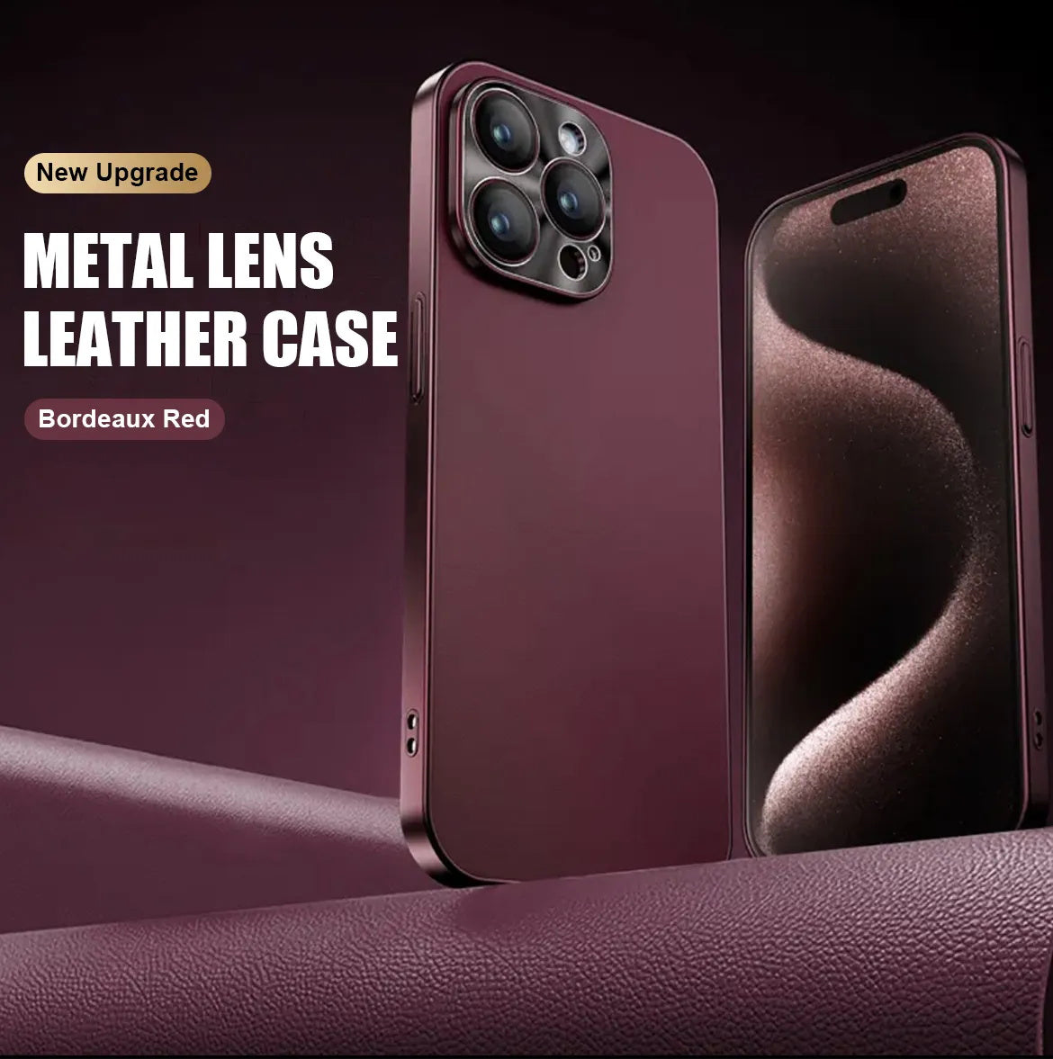 Electroplated Metal Lens Ultra-thin Leather Protect for iPhone-1
