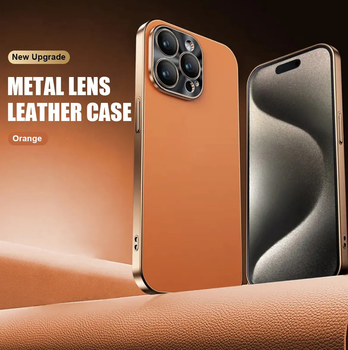Electroplated Metal Lens Ultra-thin Leather Protect for iPhone-2