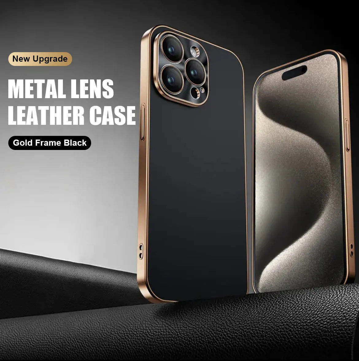 Electroplated Metal Lens Ultra-thin Leather Protect for iPhone-3