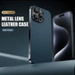 Electroplated Metal Lens Ultra-thin Leather Protect for iPhone-5