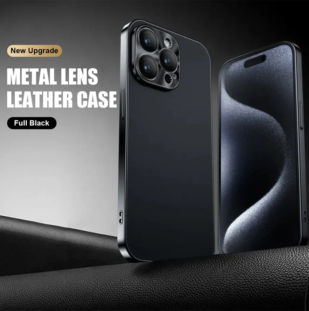 Electroplated Metal Lens Ultra-thin Leather Protect for iPhone-4