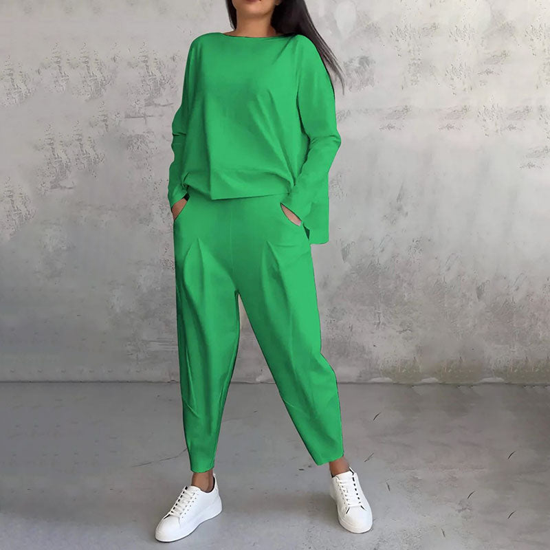 🌷Limited time sale💞 Round-Neck Long-Sleeved Top ＆ Pants 2-Piece Set-6