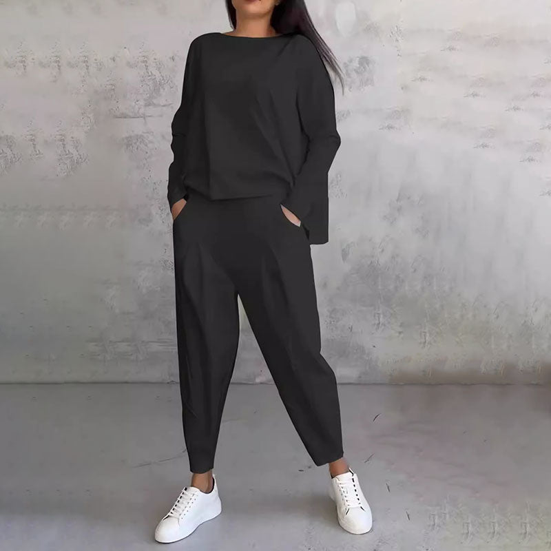 🌷Limited time sale💞 Round-Neck Long-Sleeved Top ＆ Pants 2-Piece Set-7
